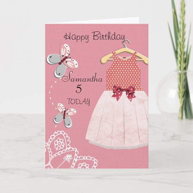 Cute Little Girls Personalized Birthday Card (Front)