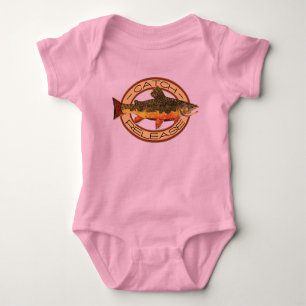 Cute Little Girl's Pink Brook Trout Fishing Baby Bodysuit