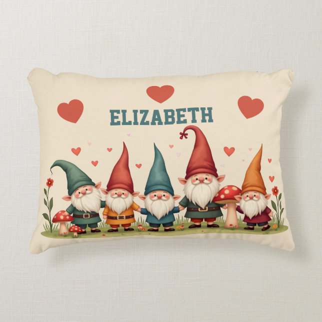 Cute little Gnomes - Personalized Kids Accent Pillow (Front)