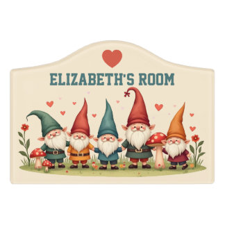 Cute little Gnomes - Personalized Kids Door Sign