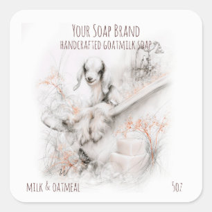 Cute Little  Goat in a Bath Handmade Goatmilk Soap Square Sticker