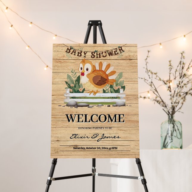 Cute Little Gobble Turkey Baby Shower Foam Board (In Situ (Stand))