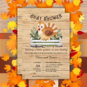Cute Little Gobble Turkey Baby Shower Invitation