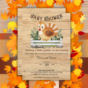 Cute Little Gobble Turkey Baby Shower Invitation