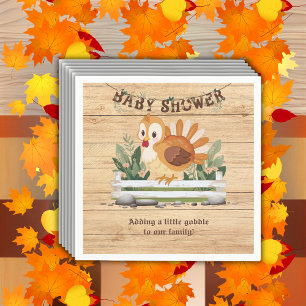 Cute Little Gobble Turkey Baby Shower Napkins