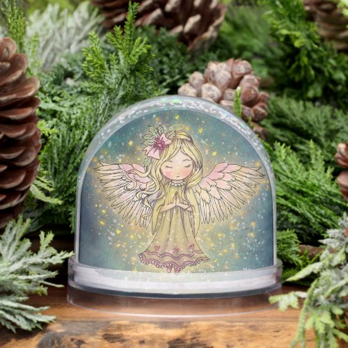 Cute Little Golden Angel Art by Molly Harrison Snow Globe