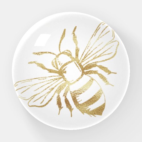 Cute Little Golden Bee Glass Paperweight
