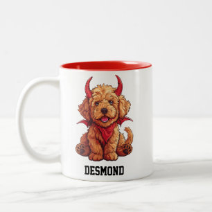 Cute Little Goldendoodle Devil Two-Tone Coffee Mug