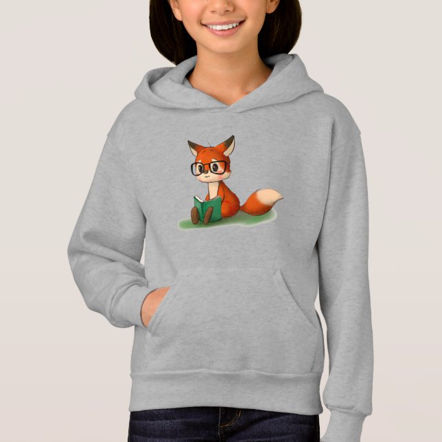 Cute Little Graphic Art Storybook Fox Animal Art   Hoodie (Front)