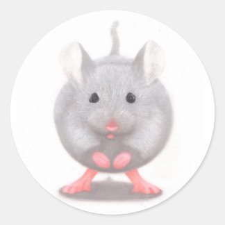 Cute Little Gray Mouse Classic Round Sticker