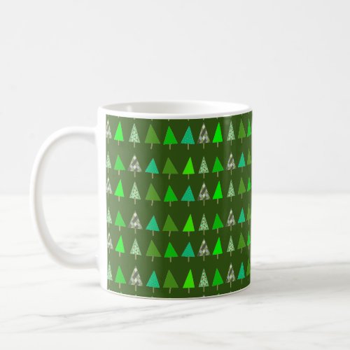 Cute Little Green Christmas Trees Party Coffee Mug