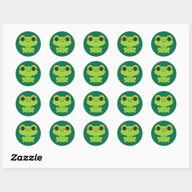 kawaii & happy green frog smiling Sticker