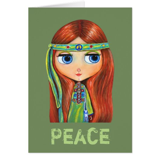 Cute Little Green Hippie Girl Peace Sign (Front)