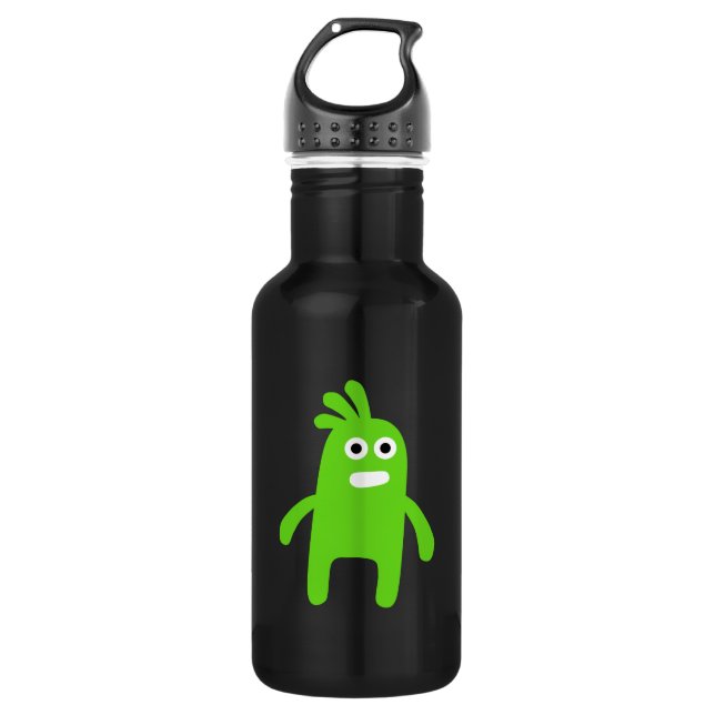 Cute Little Green Monster Stainless Steel Water Bottle (Front)