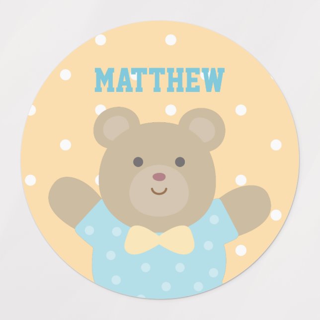 Cute Little Grizzly Bear Cub Kids' Labels (Design 1)