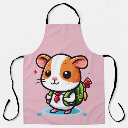 Cute Little Guinea Pig and Her Back to School Apron