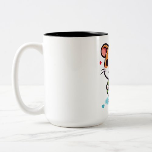 Cute Little Guinea Pig and Her Back to School Two_Tone Coffee Mug