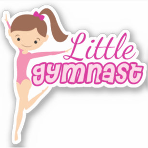 Cute Little Gymnast Brunette Kids Gymnastics Girl Sticker