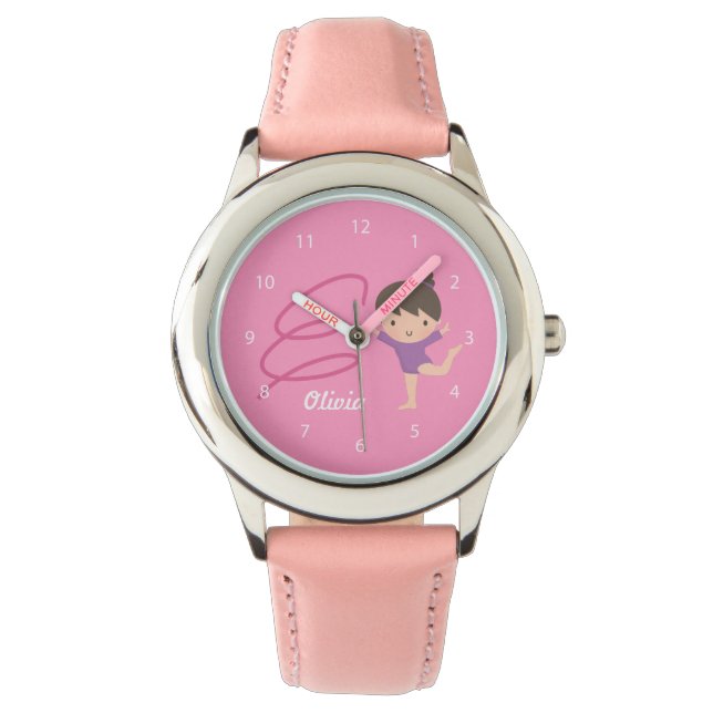 Cute Little Gymnast Girl and Ribbon Gymnastics Watch (Front)