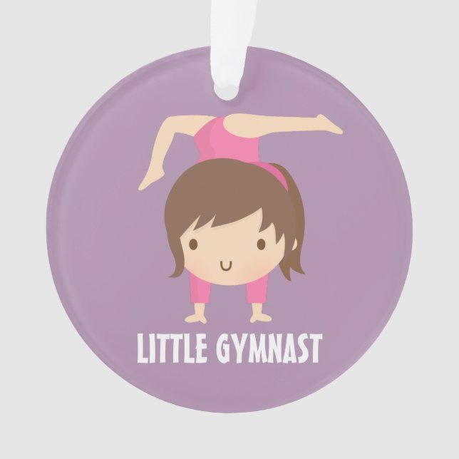 Cute Little Gymnast Girl Gymnastics Personalized Ornament (Front)