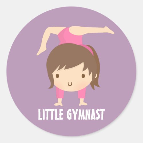 Cute Little Gymnast Girl Gymnastics Pose Classic Round Sticker