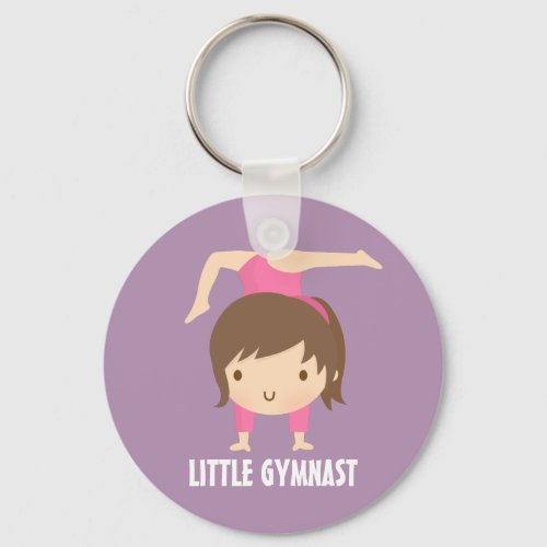 Cute Little Gymnast Girl Gymnastics Pose Keychain