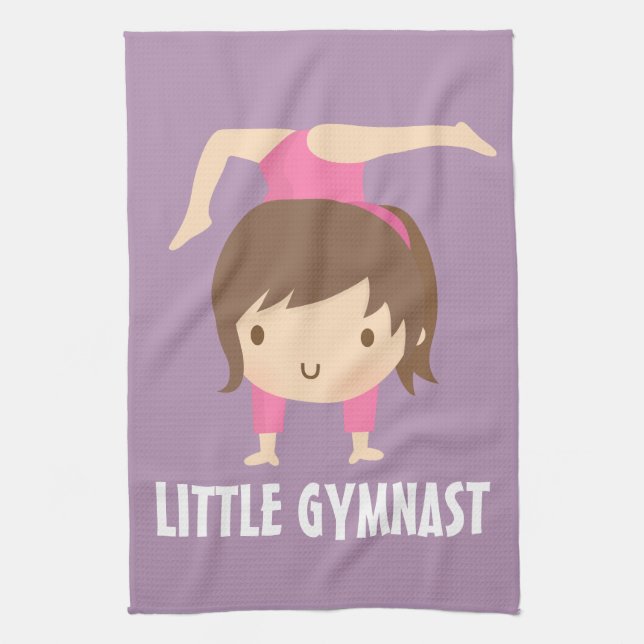 Cute Little Gymnast Girl Gymnastics Pose Kitchen Towel (Vertical)