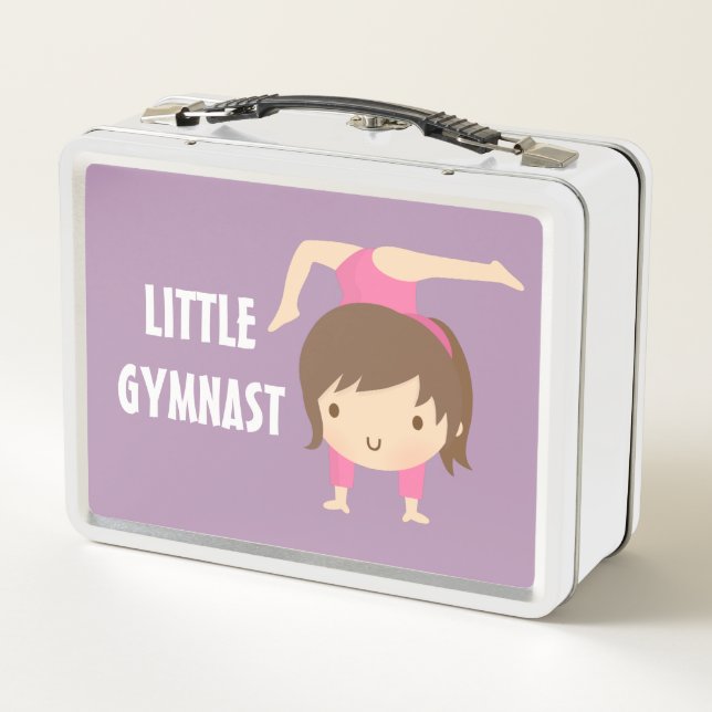 Cute Little Gymnast Girl Gymnastics Pose Lunch Box (Back)