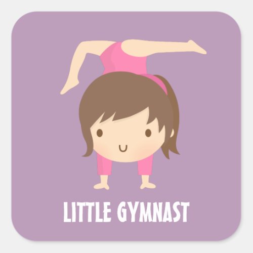 Cute Little Gymnast Girl Gymnastics Pose Square Sticker