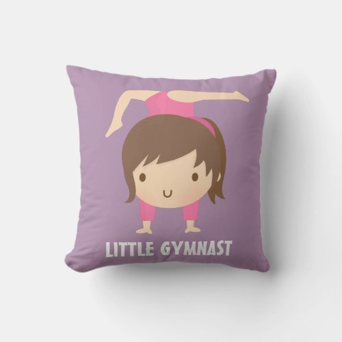 Cute Little Gymnast Girl Gymnastics Room Decor Throw Pillow