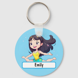 Cute Little Gymnast Keychain With Custom Nametag
