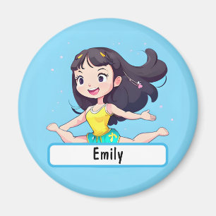 Cute Little Gymnast Magnet With Custom Nametag