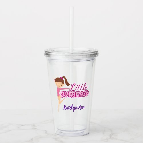 Cute Little Gymnast Pink Custom Gymnastics Kids Acrylic Tumbler