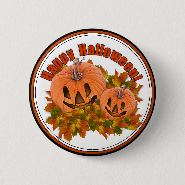 Cute Little Halloween Jack-o-Lanterns Button (Front)