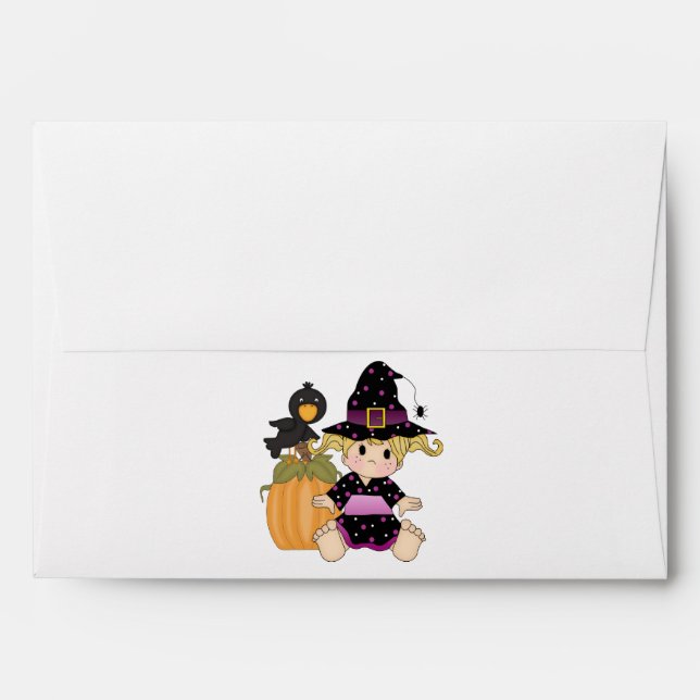 Cute little Halloween witch green black dress Envelope (Back (Top Flap))