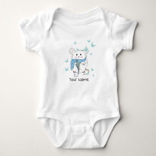 Cute Little Hamster  Butterflies Custom Baby Bodysuit