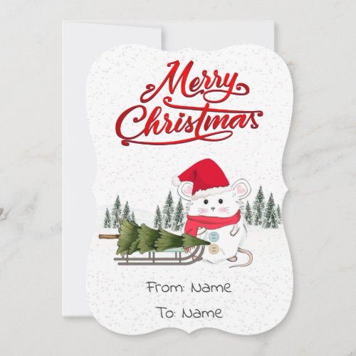 Cute Little Hamster Christmas Tree Holiday Card