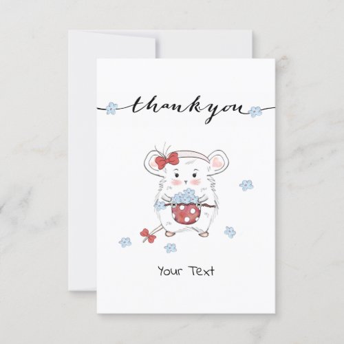 Cute Little Hamster Custom Floral Thank You Card