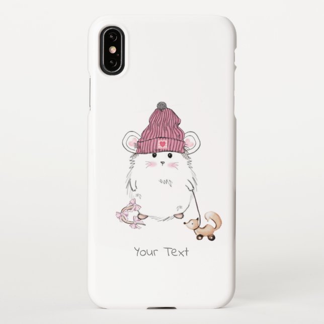 Cute Little Hamster Custom Name iPhone Case (Back)