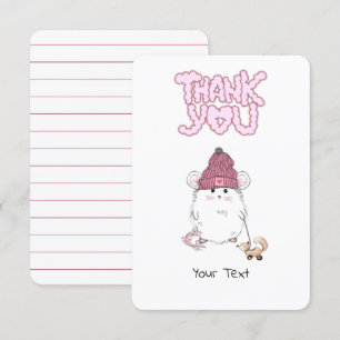 Cute Little Hamster Custom Pink Thank You Card