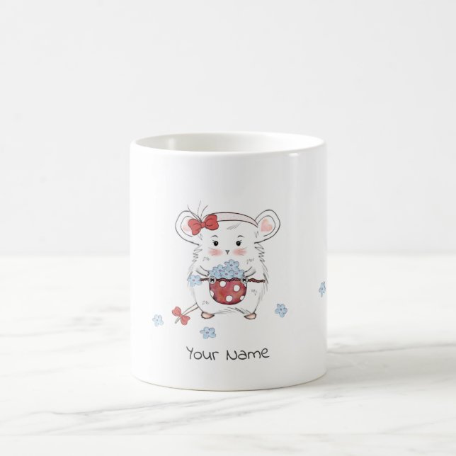 Cute Little Hamster Floral Custom Coffee Mug (Center)