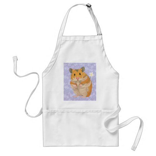 Cute little Hamster holding a flower Adult Apron