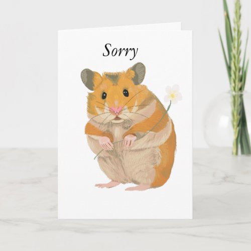 Cute little Hamster holding a flower Card