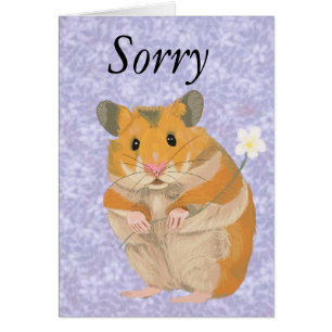 Cute little Hamster holding a flower Cards