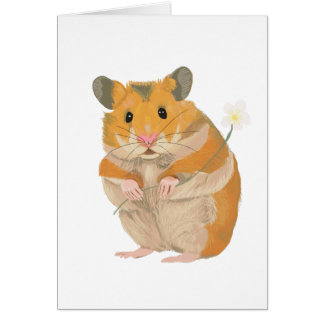 Cute little Hamster holding a flower Cards