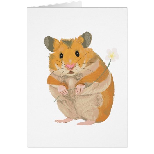 Cute little Hamster holding a flower Cards (Front)