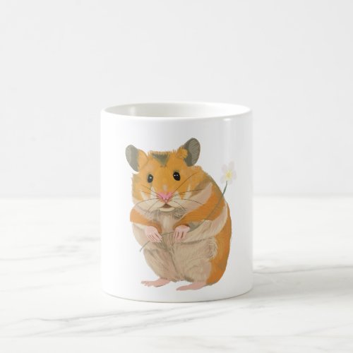 Cute little Hamster holding a flower Coffee Mug