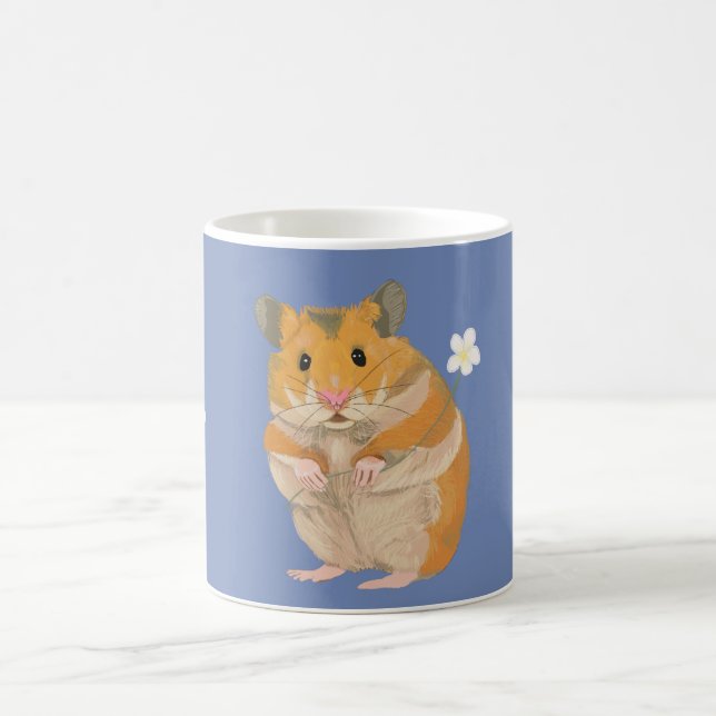 Cute little Hamster holding a flower Coffee Mug (Center)
