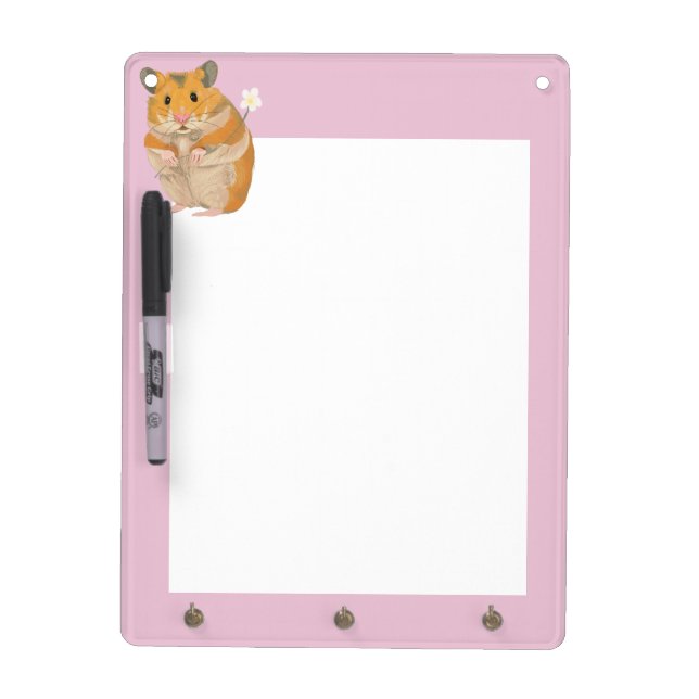 Cute little Hamster holding a flower Dry Erase Board (Front)