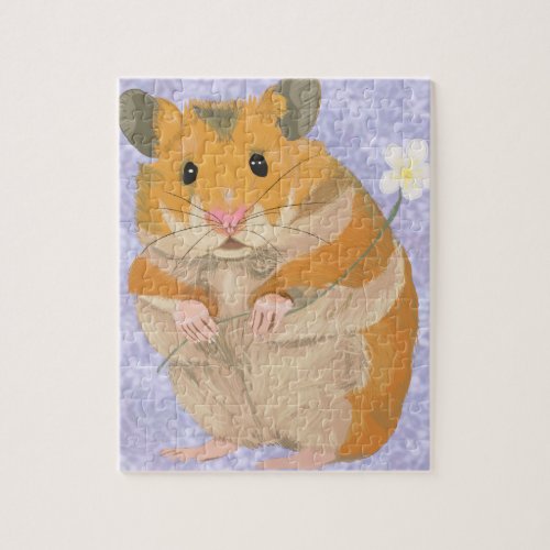 Cute little Hamster holding a flower Jigsaw Puzzle